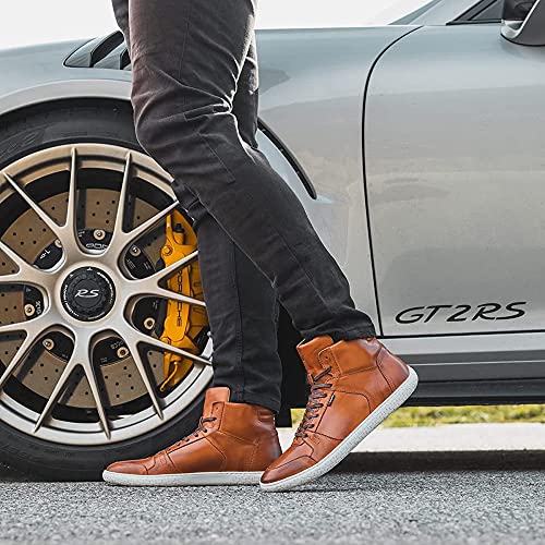 Piloti Driving Shoes For Men, Apex Italian Leather High Top Performance Driving Sneakers For Men, Men's Auto Racing Shoes, High Top Driving Shoe, Mens Casual Fashion Sneakers (Us 12, Cognac) #TOP6