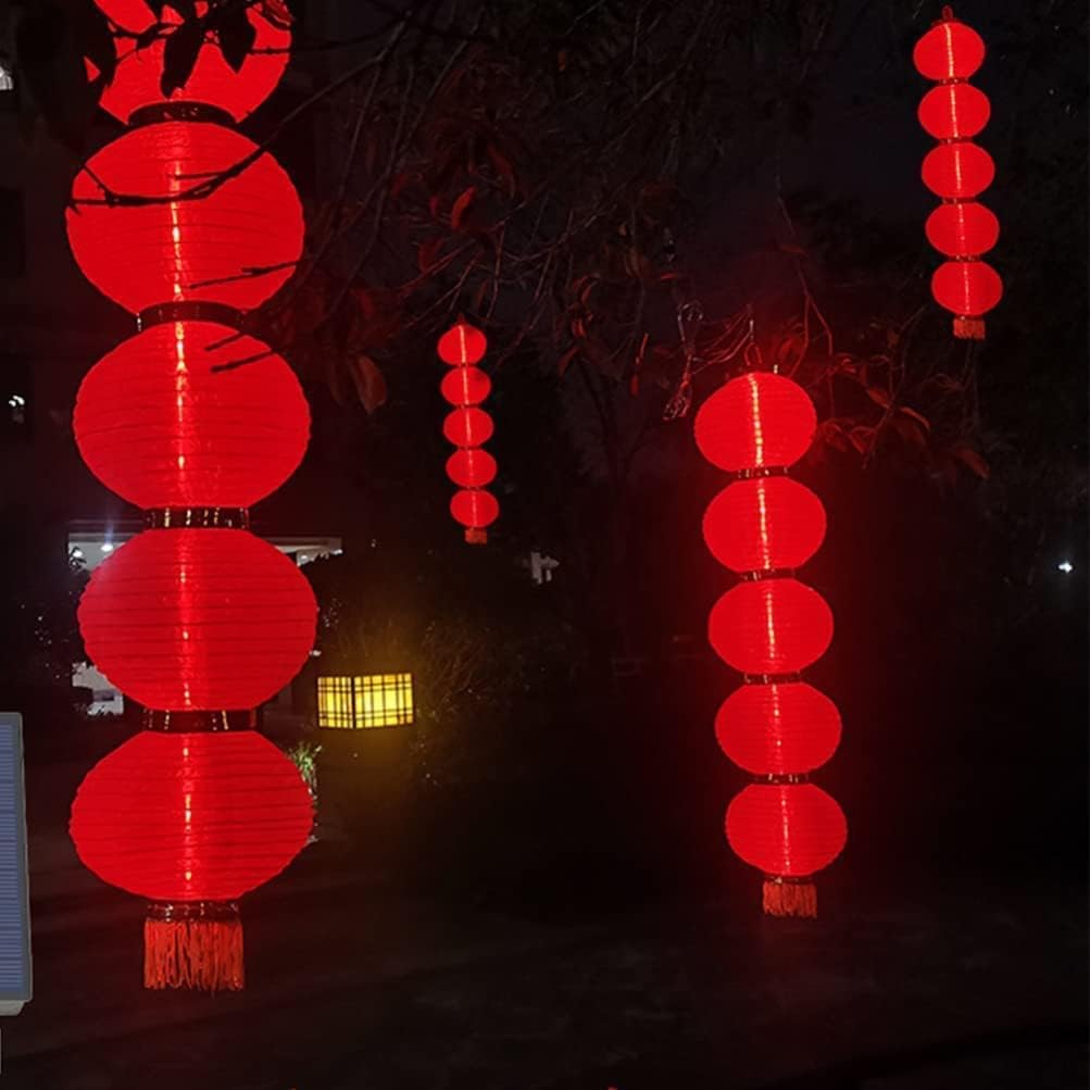 LIOONS 5 Strings of Chinese Lanterns, Solar Lanterns, Red Paper Lanterns Decoration Hanging Lantern Paper Lantern Lamp