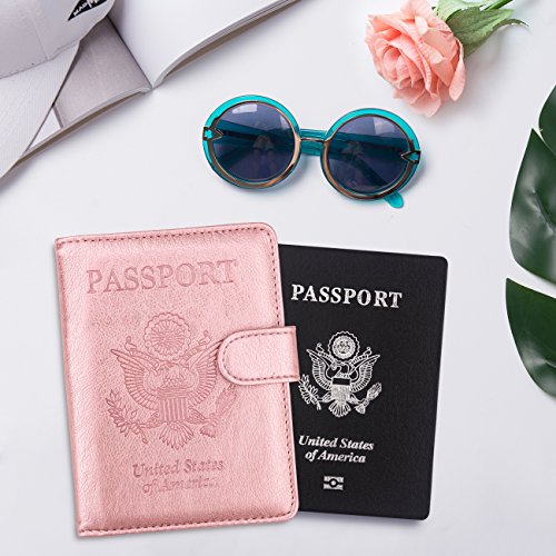 Walnew Passport Holder Cover Case Rfid Passport Travel Wallet, Rosegold #TOP6