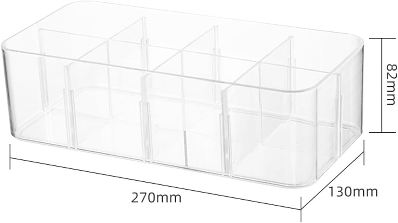 Underwear Organizer, With 8 Clear Grids, For Socks Panties Small Accessories Home Bedroom Closet, Stackable PS Plastic 270x130x82mm