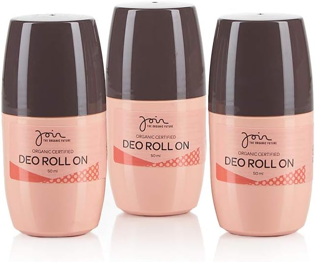 Join Organic Certified Deodorant Roll-On with Cocoa Butter & Acerola Berry-Vegan Ecolabel- Pack of 3 x 50 ml.