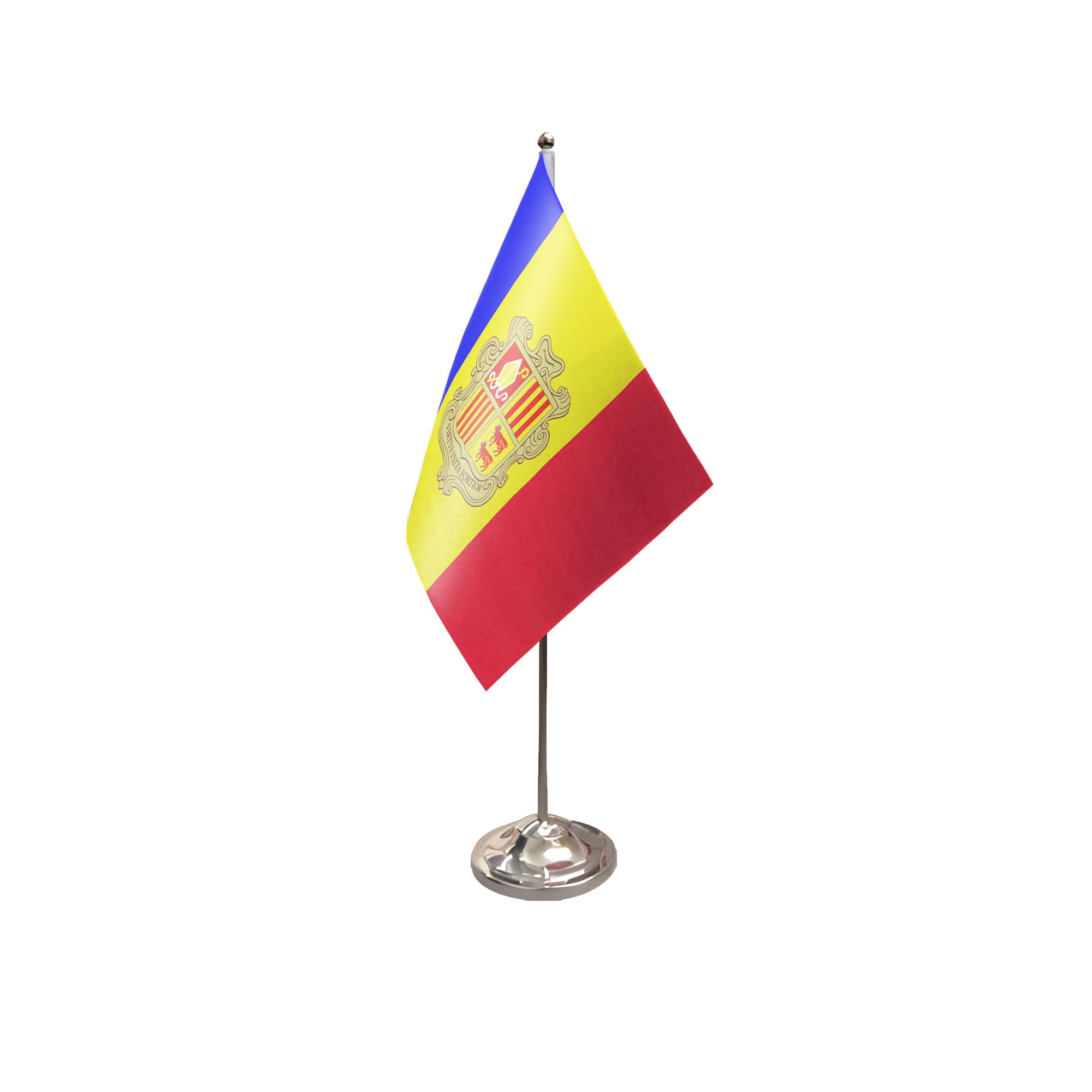 Flagtex Andorra Satin Table Flag With Chrome Pole & Base — image 1