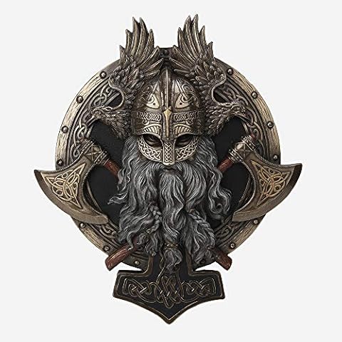 Veronese Design 10 5/8" Viking Wall Plaque Valhalla Sculpture Cold Cast Bronzed Resin Cover