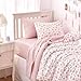 Wake In Cloud - Coquette Duvet Cover Set, Floral Cottagecore Flower Shabby Chic Cute Aesthetic, Soft Lightweight Bedding for Women Teen Girls, 3-Piece, Pink, Twin/Twin XL Size