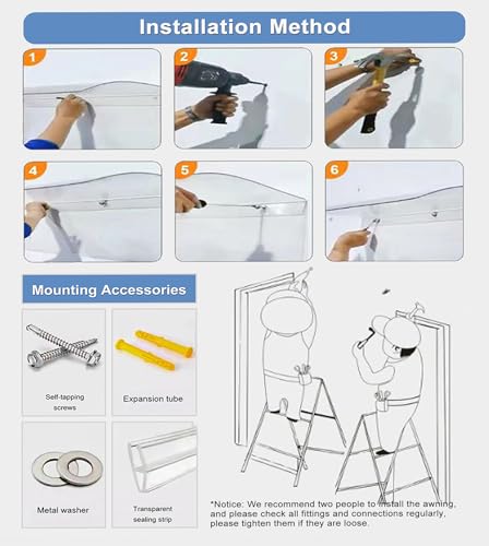 Auvent de porte polycarbonate robuste et étanche avec filtres UV