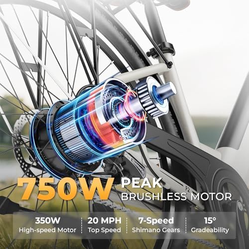 F2 26" Step-Thru Electric Bike for Adults, 30-50 Miles City Cruiser & 20MPH image 6