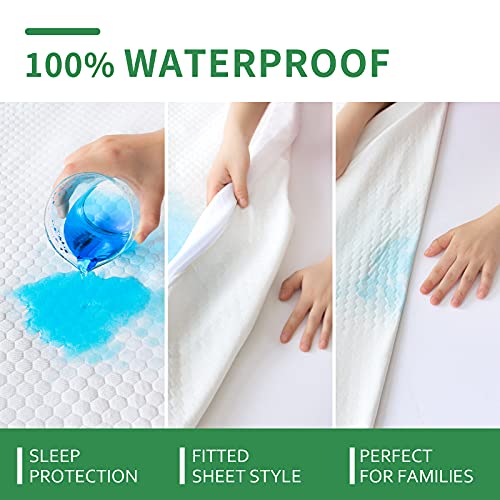 Twin Mattress Protector Waterproof Cooling Bamboo Twin Size Mattress Cover, 3D Air Smooth Soft Bamboo Mattress Protector, Breathable Noiseless Bed Mattress Pad, Fitted 8-14 Inch Deep Pocket #TOP3