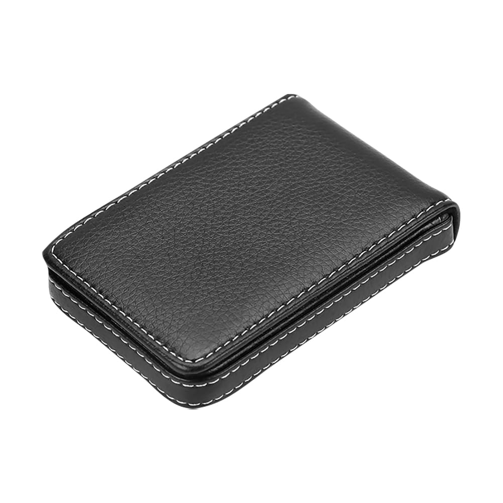 GSHLLO PU Leather Business Card Holder Vertical Credit Card Case Name Card Organizer Wallet Vintage ID Card Pocket with Magnetic Shut Black