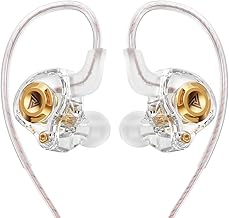 Wired Gaming Earbuds in-Ear Headphones HiFi Game Head Phones in Ear Monitors Deep Bass Sound Wired-Earbuds with 1DD 10mm Dynamic Driver Inear Earphones IEM for Music Gaming Video Calling (White)