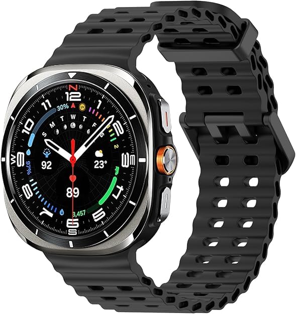 Priefy No Gap Breathable Sport Silicone Wristband Waterproof Bands For Galaxy Watch Ultra (2024) 47mm Women Men Compatible with Samsung Galaxy Watch Ultra Strap 47mm - Black [Watch Not Included] (B0DC5HHRPH) Amazon Price History, Amazon Price Tracker