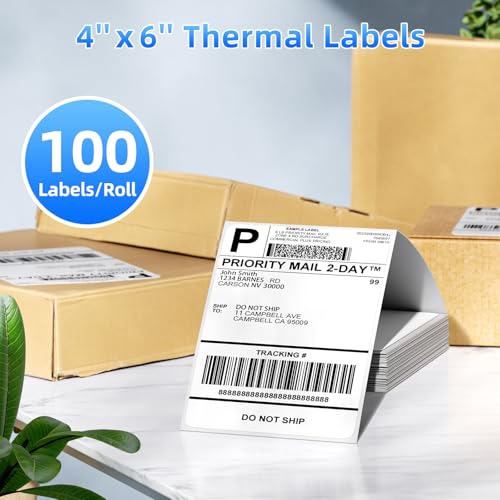 Image of 4x6 Thermal Labels, Pack of 100 4x6 Fold Thermal Labels