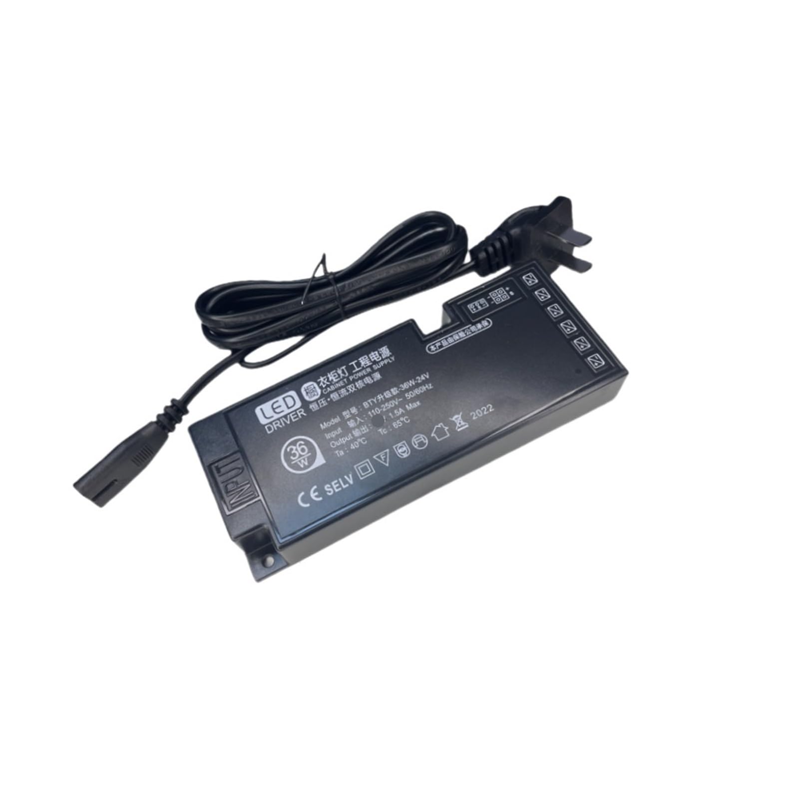 Transformateur dédié 24V 36W pour bande lumineuse d'armoire noire et vitrine