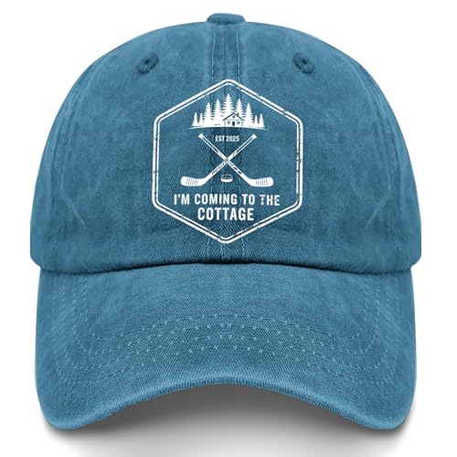 Im Coming to The Cottage Hat for Men Baseball Caps Funny Birthday Gifts for Women Cyan Blue