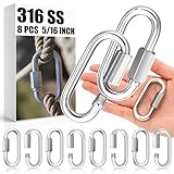 Otoolling 8 Pack 316 Stainless Steel Heavy Duty Quick Links D-Shape Locking Chain Connectors 875-2300 Lbs Working Load Marine Grade Safety Links for Towing Marine Camping Industrial Use(5/16
