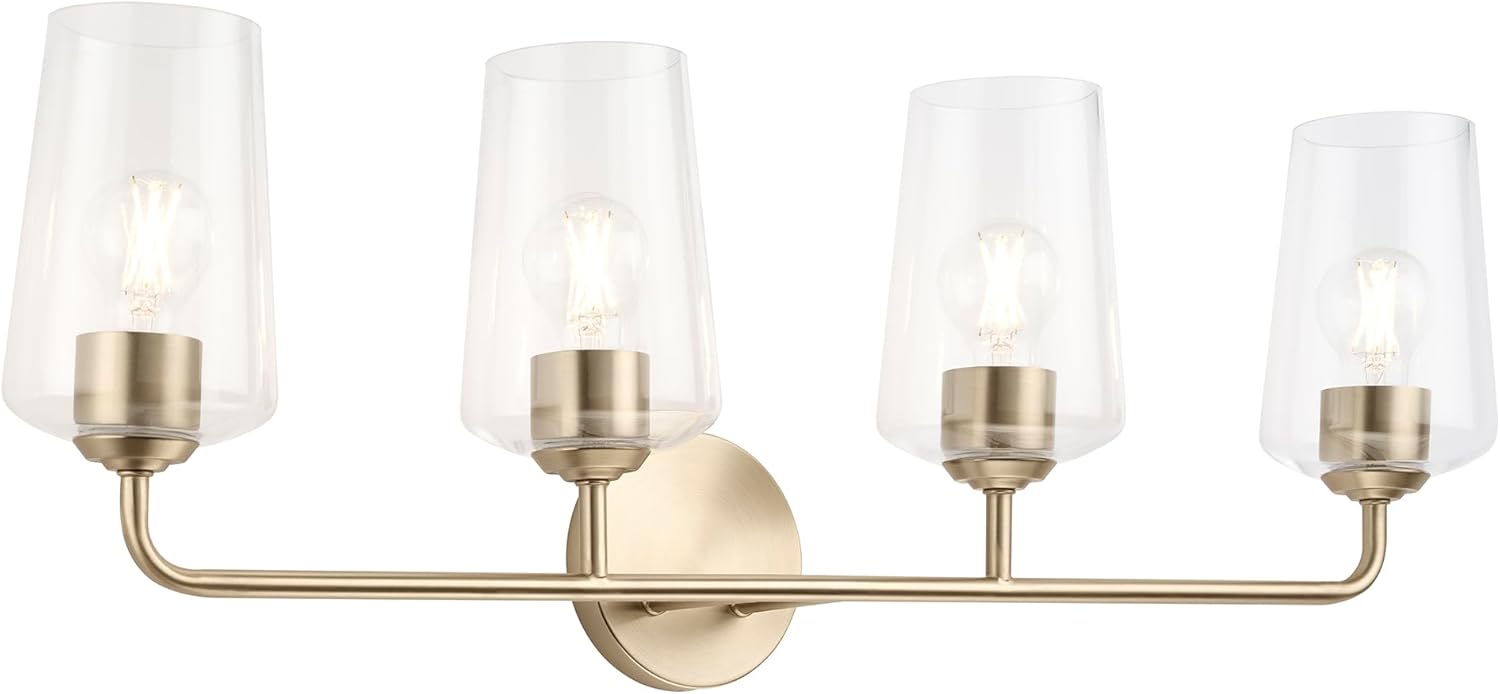 Progress Lighting Celino Collection Four-Light Vanity Light with Clear Glass Shades