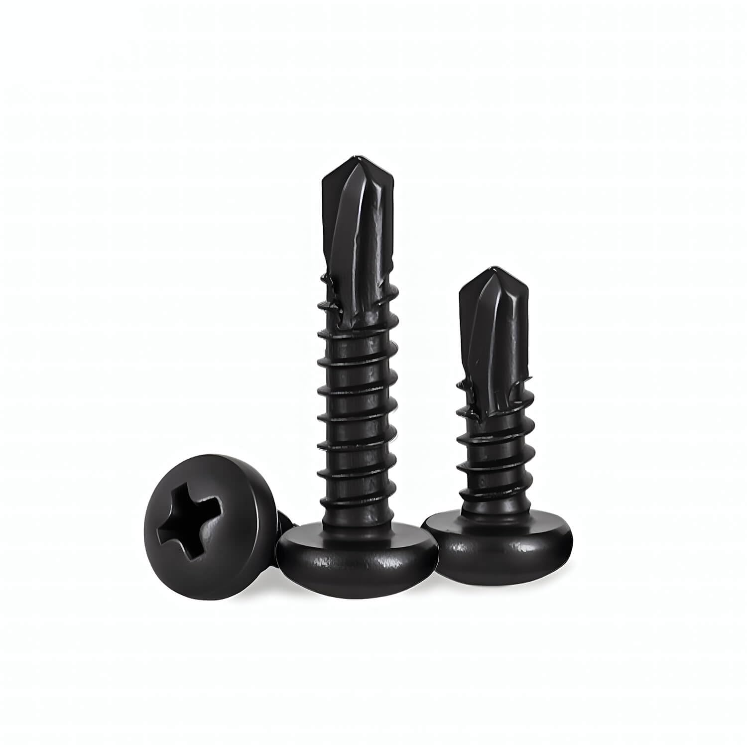 Photo 1 of #6 x 1/2" (100 Pack) Pan Head Sheet Metal Screws Phillips Drive Fast Self-Tapping Screw Wood Screws, High-Strength 410 Stainless Steel, Black Oxide