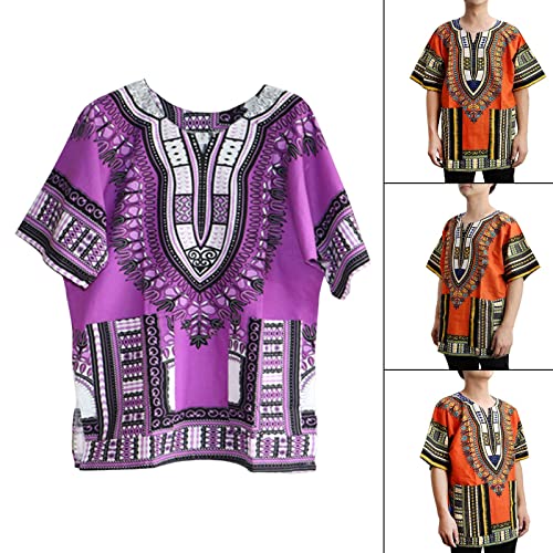 UGPLM Camisa Unissex Africana Dashiki Manga Confortável Roupa de Verão,