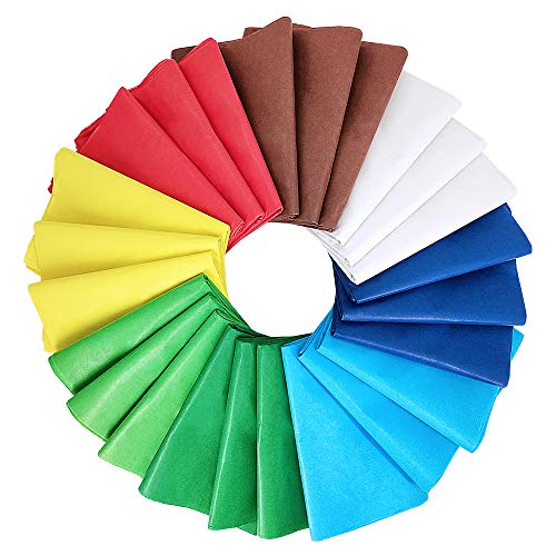 Supla 240 Sheets 8 Christmas Multicolor Tissue Paper Bulk Wrapping Tissue Paper 20 x 20 for Art Craft Floral DIY Project Birthday Party Festival Gift Wrapping Decorative Tissue Paper Pom Pom