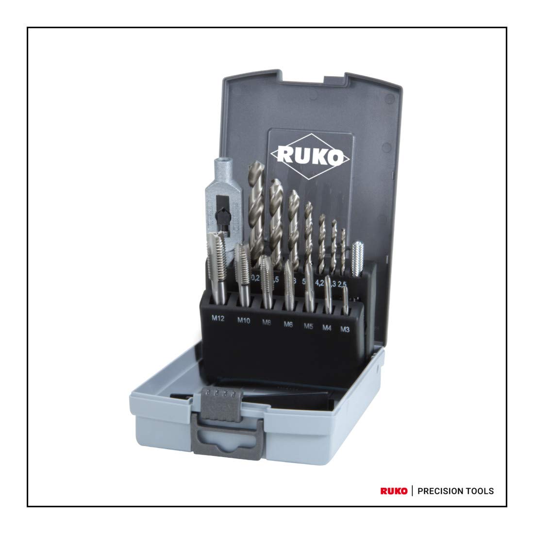HSS-G Schroefdraadtapperset, M3-M12, 14-delig, HSS-G zakgat