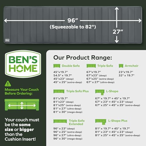 Image of BEN'SHOME Deep Couch Cushion Support, Fix Sagging Sofas | 82-96 inch x 27 inch | Thick 0.5״ Solid Wood Boards Under Cushions with Anti-Slip Fabric to Repair Sagging Sofa Springs, Worn Couches Replacement