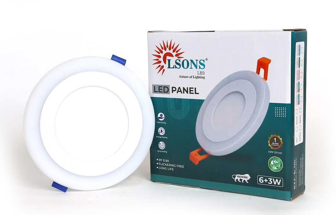 6+3W Round LED Panel Light (White + PGB Multicolor Ring) | Slim Recessed Ceiling Downlight | Flicker Free | PF 0.90 | 90-300V AC | HPF Driver | 1 Year Warranty | Made in India-picture-17