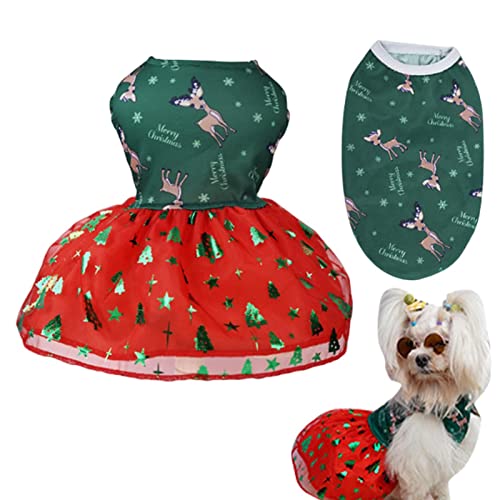 Joberio Vestido de Navidad para perros, chaleco para perros, alces, árbol de Navidad, copos de nieve, vestido de vacaciones, ropa ligera para cachorros, ropa para mascotas, disfraz para perros