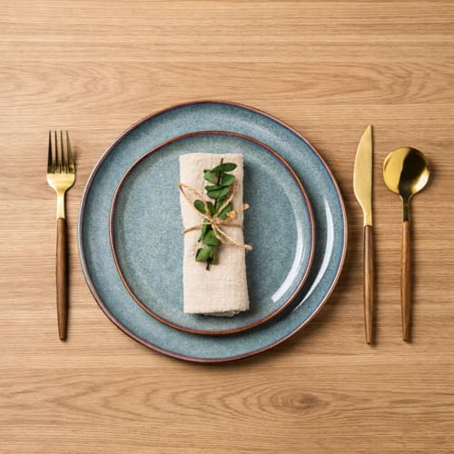 Image of AmorArc Ceramic Dinnerware Sets for 8, 24Pcs Plates and Bowls Sets Dishes | Stoneware Handmade Reactive Glaze Dinner Set, Highly Scratch Resistant | Dishwasher & Microwave Safe Dishware