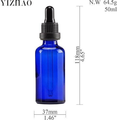 Miniatura 46 de YIZHAO Botella cuentagotas de vidrio negro de 2 onzas, botellas de tintura con cuentagotas de vidrio, para aceites esenciales, aromaterapia