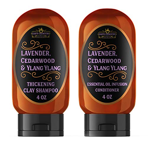 Earth Chemistry Volumizing Clay Lavender, Cedarwood & Ylang Ylang Thickening Clay Shampoo & Conditioner Set, Clay Shampoo Concentrate