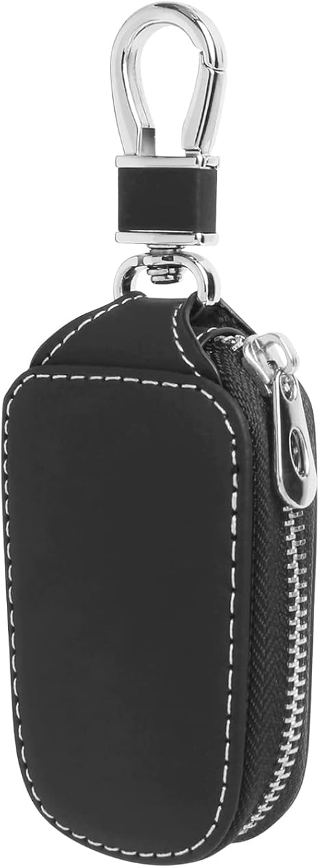 DONGKER Portachiavi Auto In Pelle Con Moschettone E Finestra Trasparente - Custodia Per Chiave Intelligente, Uomo Donna, 8x4x2cm