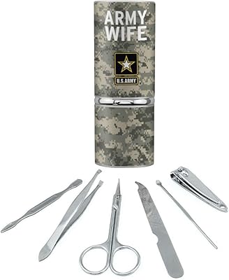 U.S. Army Wife Stainless Steel Manicure Pedicure Grooming Beauty Care Travel Kit