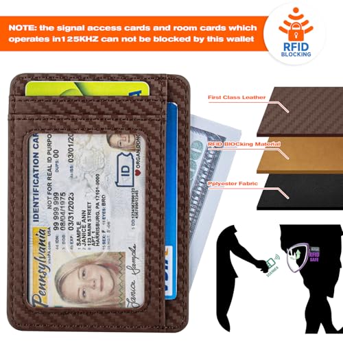 Image of GH GOLD HORSE Slim RFID Blocking Card Holder Minimalist Leather Front Pocket Wallet for Women
