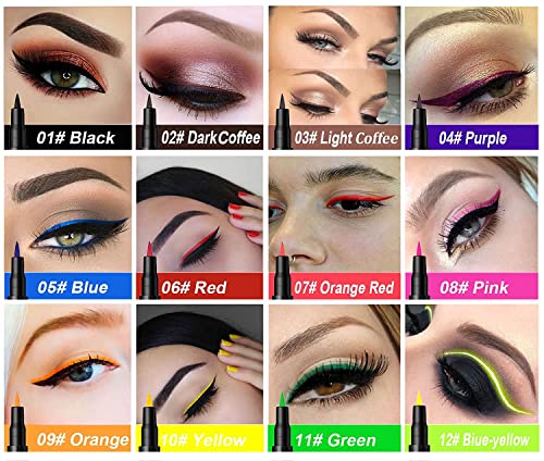 Mafk Liquid Eyeliner,Matte Liquid Eyeliner Colorful Eye Liner Pen Neon Eyeliner Makeup,Waterproof Smudge-Proof Smooth Eyeliner Pen (Green) #TOP1