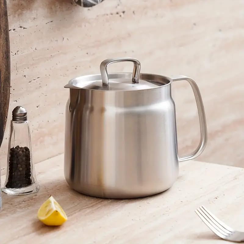 Image of Small Deep Frying Pot with Strainer Basket,1200ml Stainless Steel Pan with Handle,Ideal for Frying French Fries /Chicken Wings /Shrimp /Boiling Butter /Gravies (1.5L Deep Frying Pot)