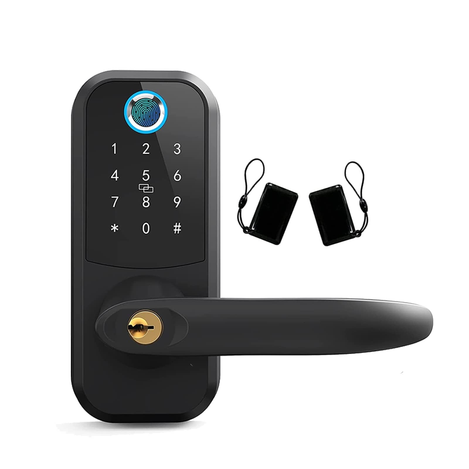 CVFRDD Smart Door Knob, Electronic Fingerprint Smart Door Lock Password Unlock Keypad Locks Security Protection Handle For Home Keyless Entry Door Handle(Nero)