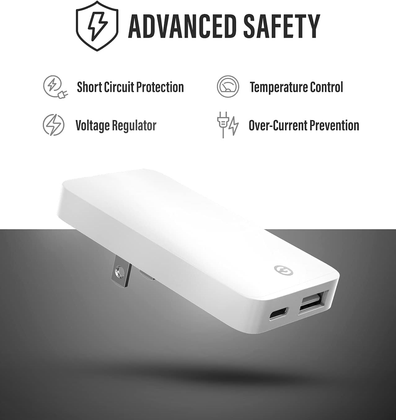 3-Pack Flat Wall Chargers, Galvanox Type USB C Ultra Slim Dual Port Adapters for iPhone 16, 15, 14, 13 Pro/Max and Samsung Galaxy Models, 20W Fast Charging Plug, Folding Outlet Prongs (USB-C/USB-A)