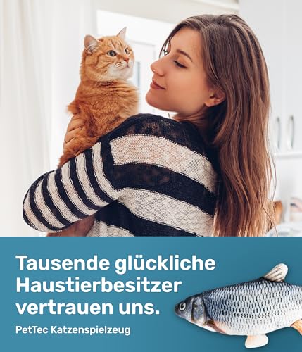 PetTec® Fisch-Katzenspielzeug, interaktiv, elektrisch, für Autonomie, beweglicher Fisch für Katzen mit Katzenminze
