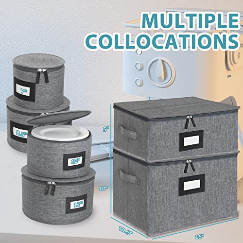 China Storage Containers Set Of 6,Includes Wine Glass & Stemware Storage Cases,Cup & Coffee Mug Storage Box,Dish & Plate Storage Containers,Hard Shell With Dividers For Dinnerware Moving & Protection #TOP2