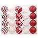 Produktbild Valery Madelyn Weihnachtskugeln Kunststoff 20 Stücke 6CM Plastik Christbaumkugeln Weihnachtsdeko mit Aufhänger Weihnachtsbaumschmuck für Weihnachten Dekoration Traditionelles Thema Rot Weiß