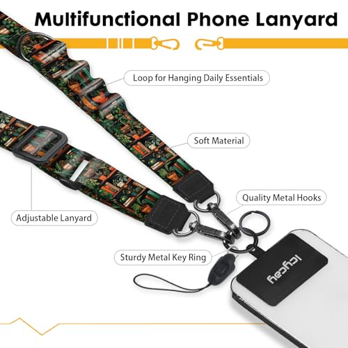 Image of Icycay Phone Lanyard Crossbody Strap Neck Adjustable Teacher Women Book | for Cell Phone Case Keys ID Badges, Anti Theft, Multifuctional, Cute Phone Holder, Travel Hiking Essential Accessories, Gifts