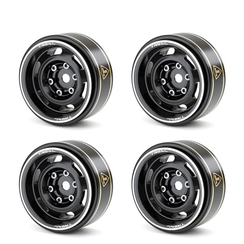 Roues Beadlock SCX24 TREAL 1.0" noires style vintage pour crawler 1/24 C10 Bronco