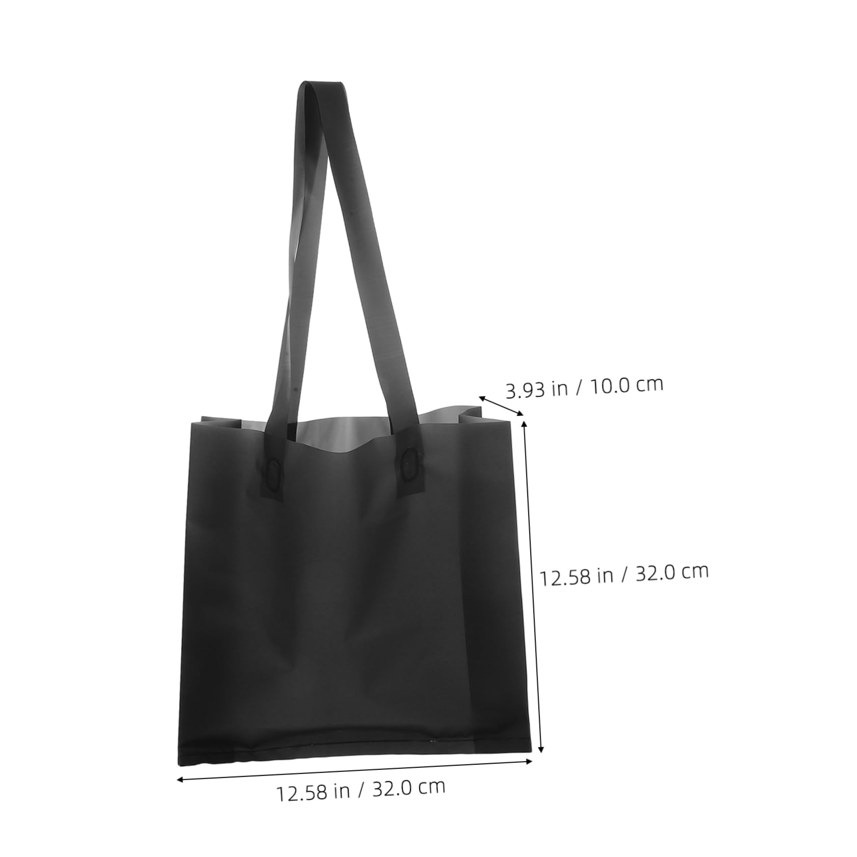 Luxshiny 50stücke Mattierte Wiederverwendbare Einkaufstasche mit Henkel Schwarze Schultertaschen Durchsichtige Tragetaschen für Bekleidungsgeschäfte Boutique-taschen