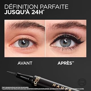 L'Oréal Paris - Eyeliner Feutre - Longue Tenue 24 Heures - Pointe Feutre Souple - Couleurs Intenses et Vibrantes - Waterproof - Application et Tracé Précis - Haute Precision - Teinte : Noir Silk