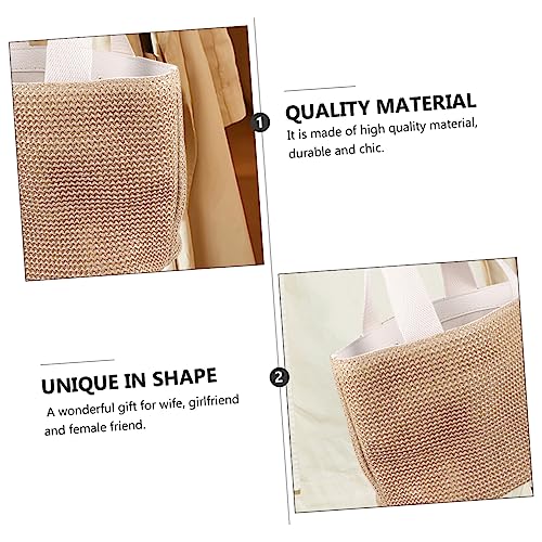 NOLITOY 1pc Woven Bag for Women Vintage Hand-held Storage Basket Beige Beach and Outdoor Tote for Parties Shopping and Daily Use and Chic Design4