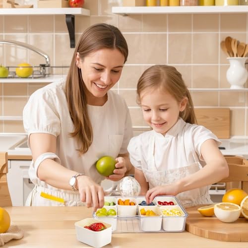 U-QE Dishwasher Safe Snackle Box Container with 8 Small Snacks Box - Premium Sage Green Plastic Divided Serving Tray with Lid and Handle for Snack, Fruits, Perfect for Party, Picnic, Entertaining by U-QE - Image 5
