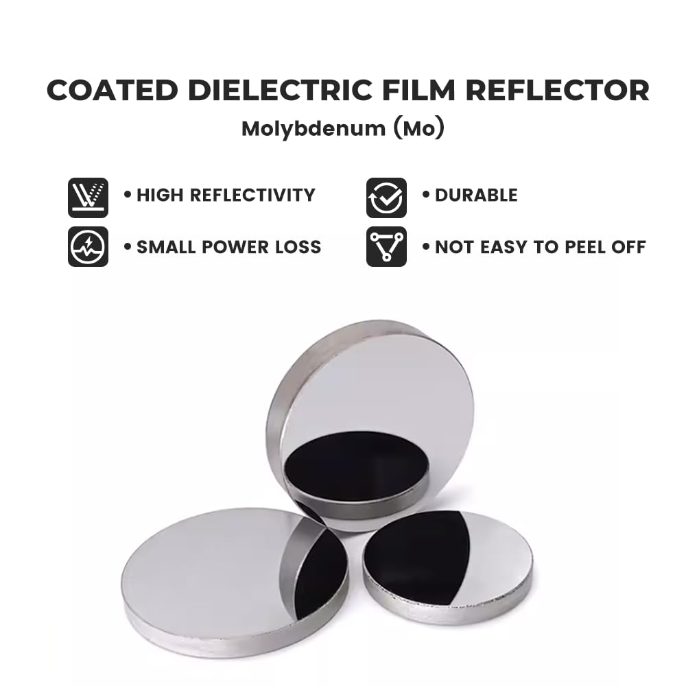 CO2 Laser Mirror Láser Mo 25mm Laser mirrors Reflectivos Lente 3PCS Reflector láser de CO2 Mo Mirror Espejos Láser CO2 para Máquina de Corte y Grabado Láser CO2 30W-400W
