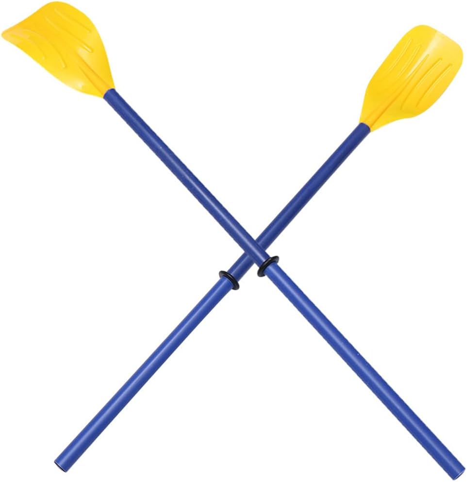 LALAFINA Pp Kayak Paddle 2pcs Removable Plastic Boat Oars with Yellow Blades and Blue Shaft, Portable Canoe Rafting Paddles for Kayaking and Inflatable Boats