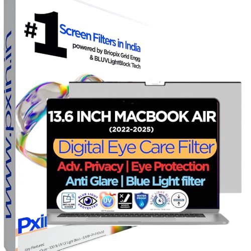 Image of Pxin 13.6 Inch Macbook Air (2022-2025) Privacy Screen | Adv. StealthView | Laptop Ultra Privacy | Anti UV | Anti-Glare | Blue Light Block