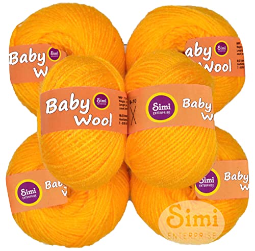 Image of 100% Acrylic Wool Yellow 16 Pc Baby Wool 4 ply Wool Ball Hand Knitting Wool /Art Craft Soft Fingering Crochet Hook Yarn-EArt-HF