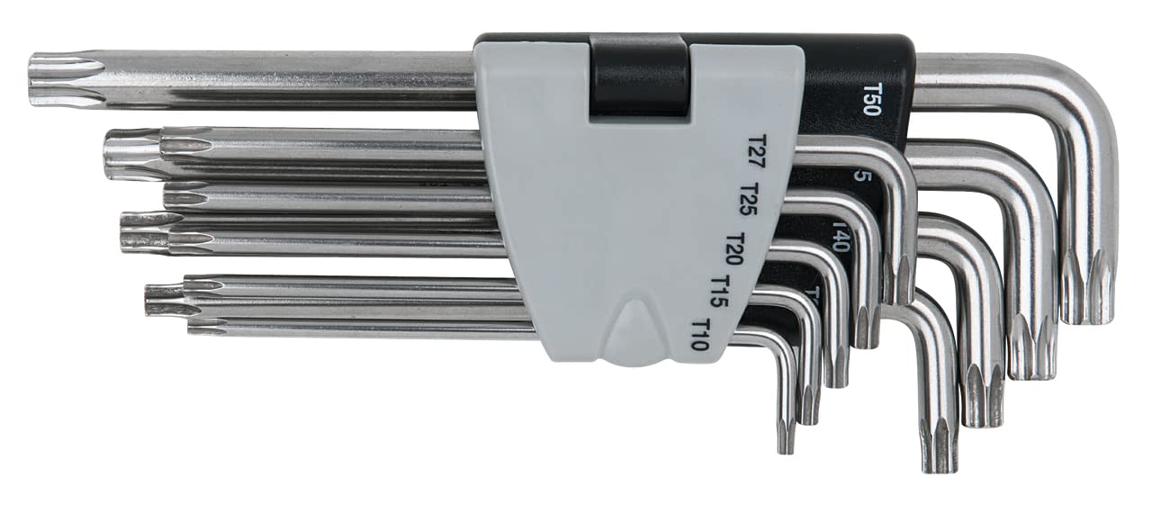 KS TOOLS Clés mâles coudées Torx EDELSTAHLavec alésage, longues, 9 pces
